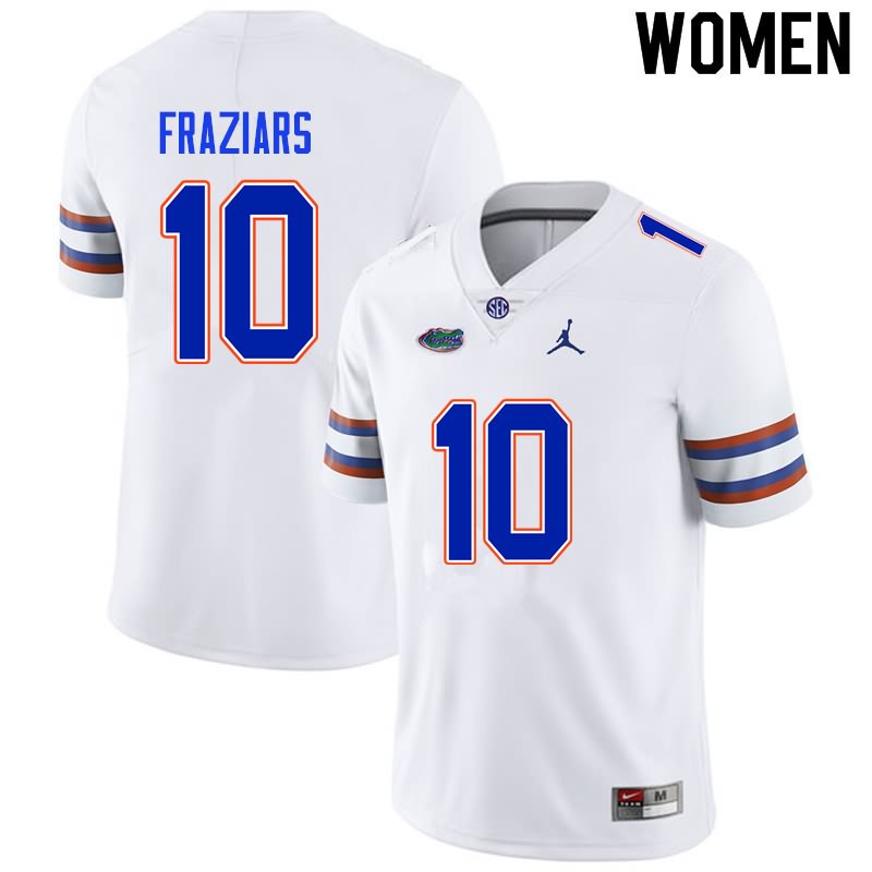 NCAA Florida Gators Ja'Quavion Fraziars Women's #10 Nike White Stitched Authentic College Football Jersey DHV2664QJ